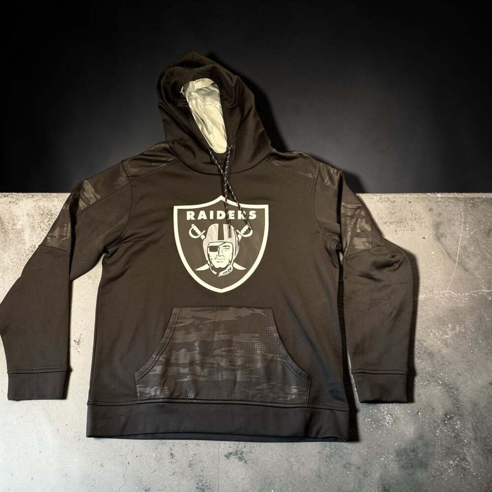 NFL Team Apparel Las Vegas Raiders Hoodie Size L Black Camo Pullover